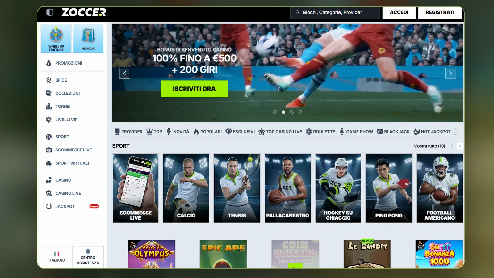 Zoccer login
